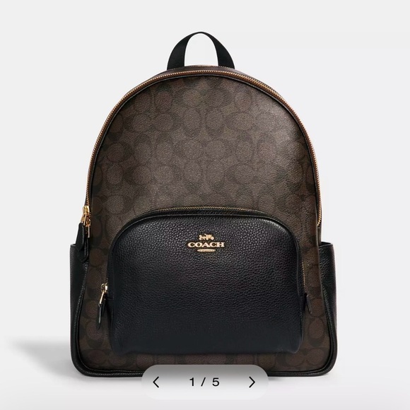 Coach Men's Brown and Black Signature Backpack - Picture 1 of 7
